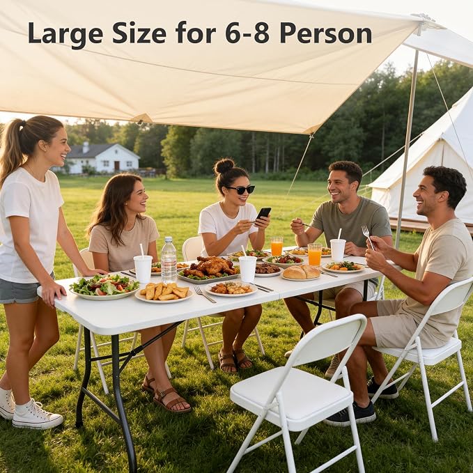 Folding Table 4 Pack, 6 FT Foldable Plastic Table - Image 4