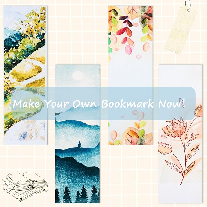 30 PCS Watercolor Paper Blank Bookmarks 1.9" x 5.9", Dry & Mixed Media - Image 6