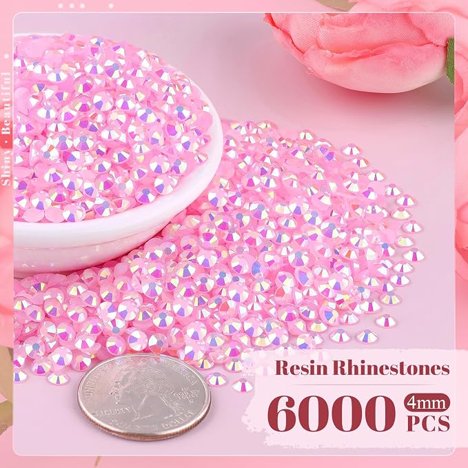 6000PCS 4mm Resin Jelly Rhinestones in Bulk, Bedazzling Flatback Crystals - Image 2