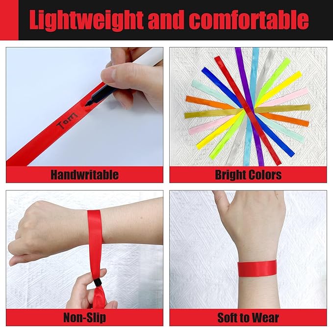 100 Pcs Cloth Event Wristband, Disposable Wristbands for Events, Colored Wristbands Events,for Lightweight Concert,Club Entrance Wrist Strap Party Wristband Event (Color : Red)