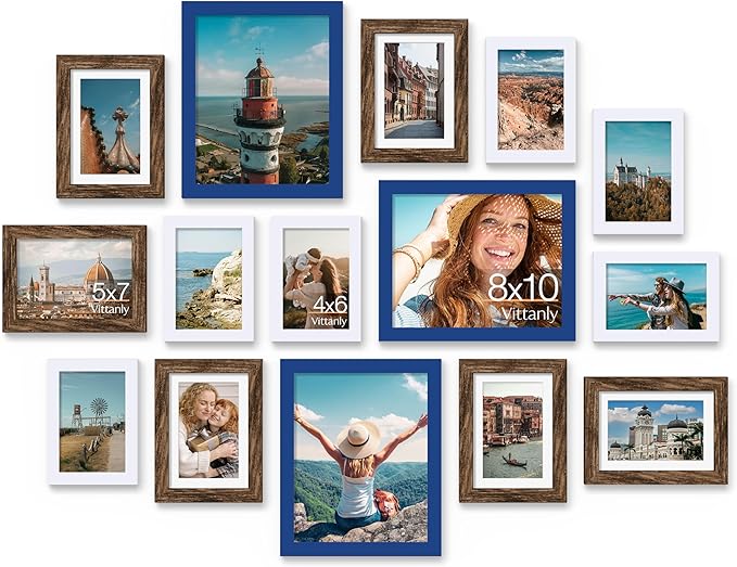 Vittanly 15 Pack Picture Frames Collage Wall Decor, Gallery Frame Set by Vittanly