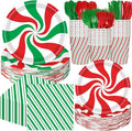 Pickmesh 400 Pcs Christmas Peppermint Candy Paper Plates Napkins Cups Cutlery by Pickmesh