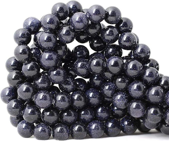 35PCS 10mm Natural Blue Sandstone Gemstone Round Loose Beads Stone Beads by CHEAVIAN