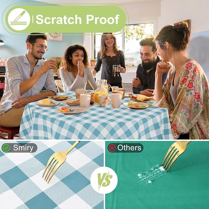 Smiry Plastic Table Cloth, Waterproof Vinyl Tablecloth - Image 5