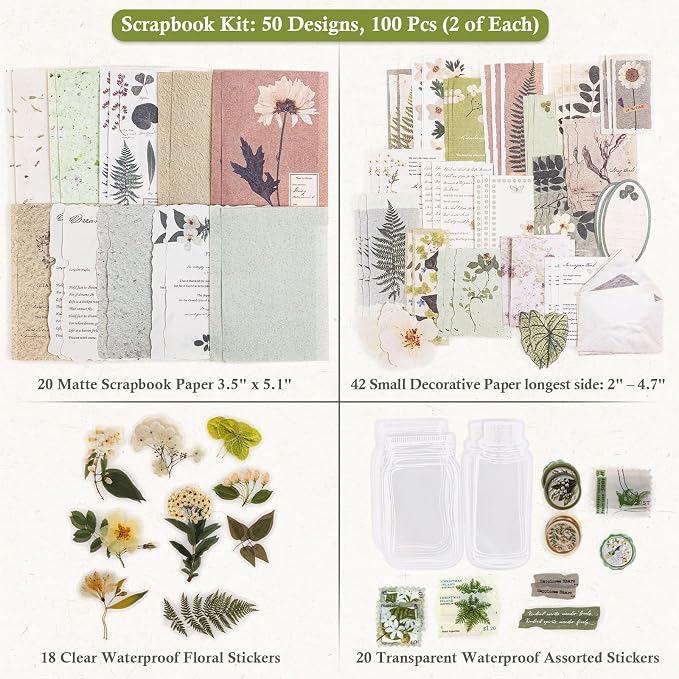 RISYPISY Floral Scrapbook Supplies Kit, Card Making, Art Journal - Image 5