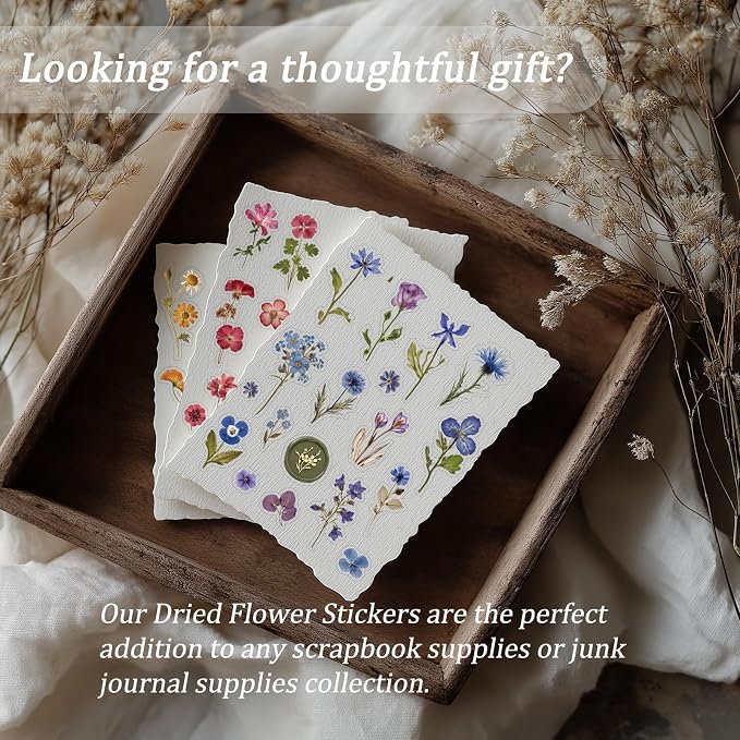 450 Pcs Flower Stickers for Scrapbook Supplies, Dried Pressed Flowers Scrapbook - Image 4