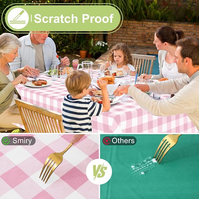 Smiry Rectangle Table Cloth, Waterproof Vinyl Tablecloths - Image 5