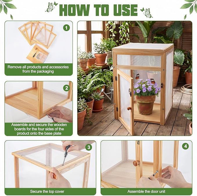 Bucherry Wooden Butterfly Habitat Cage Kit Monarch Caterpillar Enclosure - Image 3