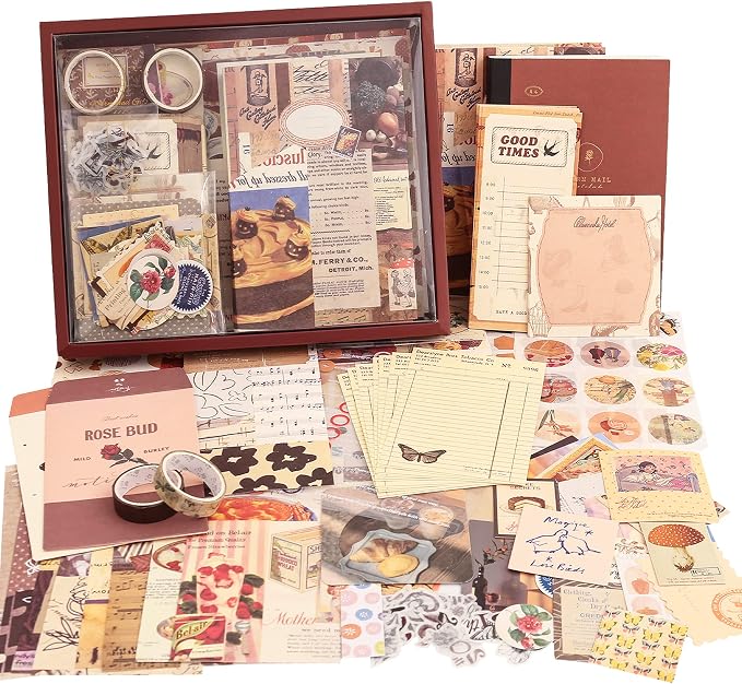 emmoolife 348 Pcs Scrapbooking Supplies Kit, Vintage Aesthetic Scrapbook Kit - Image 9