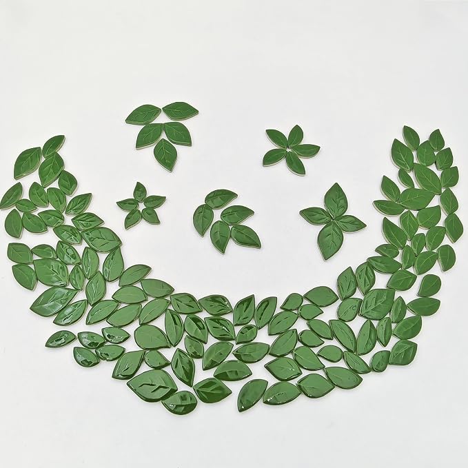 500g/1.1lb Leaf-Shaped Ceramic Mosaic Tiles, Ceramic Mosaic Pieces - Image 6