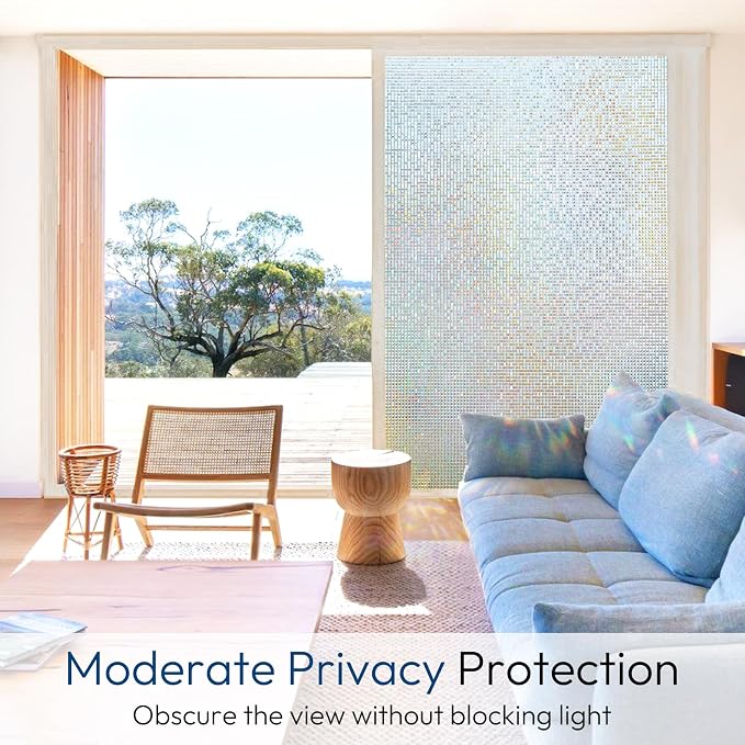 rabbitgoo Window Privacy Film, Mosaic Stained Glass Film, 23.6" x 118.1" | - Image 3