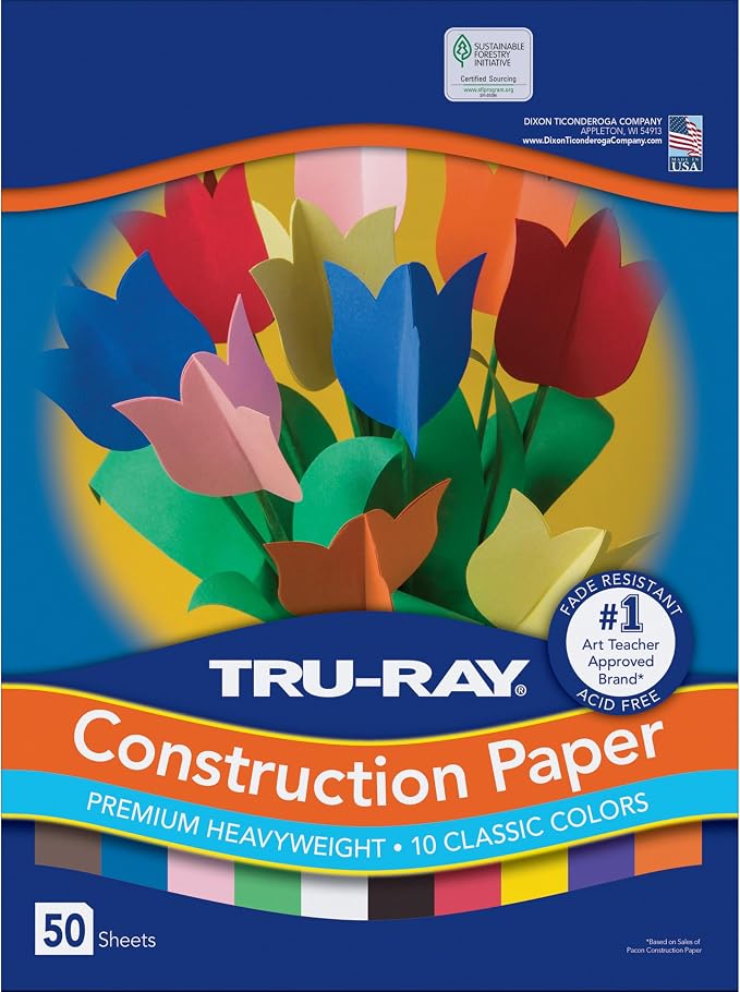 Tru-Ray Construction Paper P103031, 10 Classic Colors, 50 Sheets by Tru-Ray%C2%AE