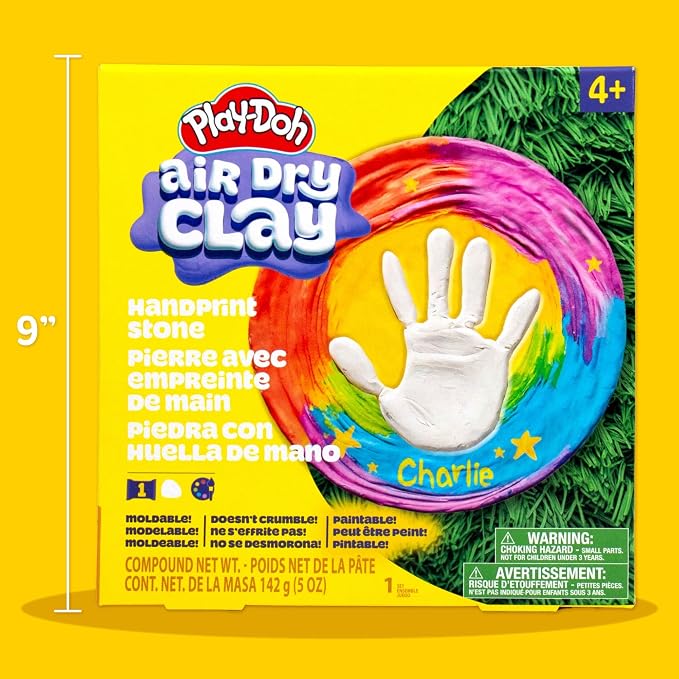 Play-Doh Air Dry Clay Handprint Stone, Includes Reusable Mold, 5 Acrylic Paints - Image 6