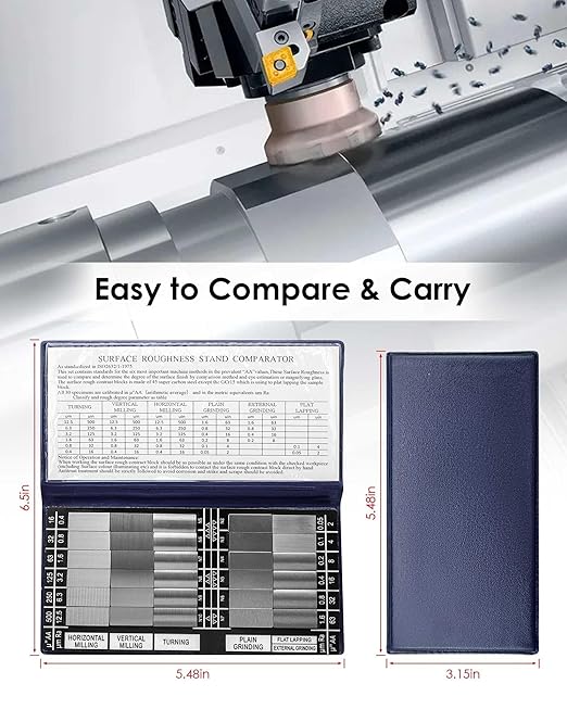 30 Specimens Surface Roughness Standards Set, Surface Finish Comparator Set with Ra0.05-12.5mm Microfinish, for Lathe Manufacturing Machinery Teaching