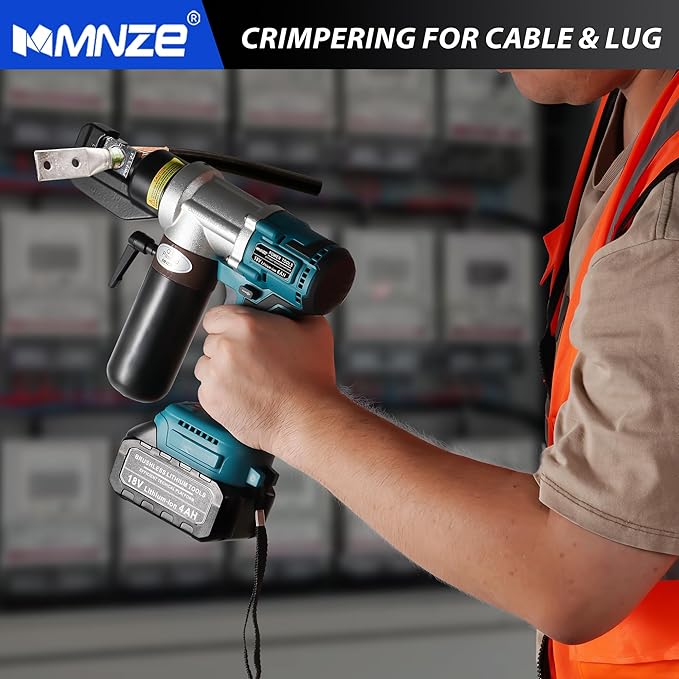 Electric Hydraulic Cable Lug Crimping Tool 12 AWG to 2/0 AWG Rechargeable Hydraulic Electrical Terminal Cable Lug Wire Crimping Crimper Tool Kits with 8 Dies