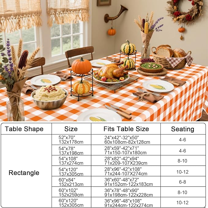 Smiry Rectangle Table Cloth, Waterproof Vinyl Tablecloths - Image 7