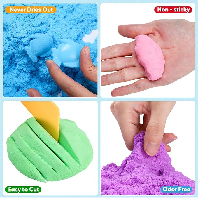 FURWEY 26.6lbs Play Sand, Mixed Packaging of 6-Color Sensory Sand, Suitable - Image 4