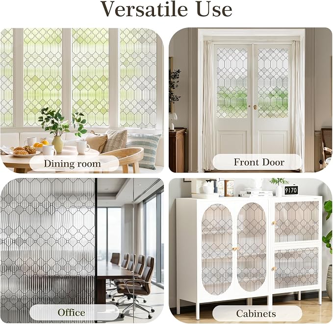 SUNBABY Reeded Glass Window Privacy Film, Decorative Frosted Glass Window Film - Image 8