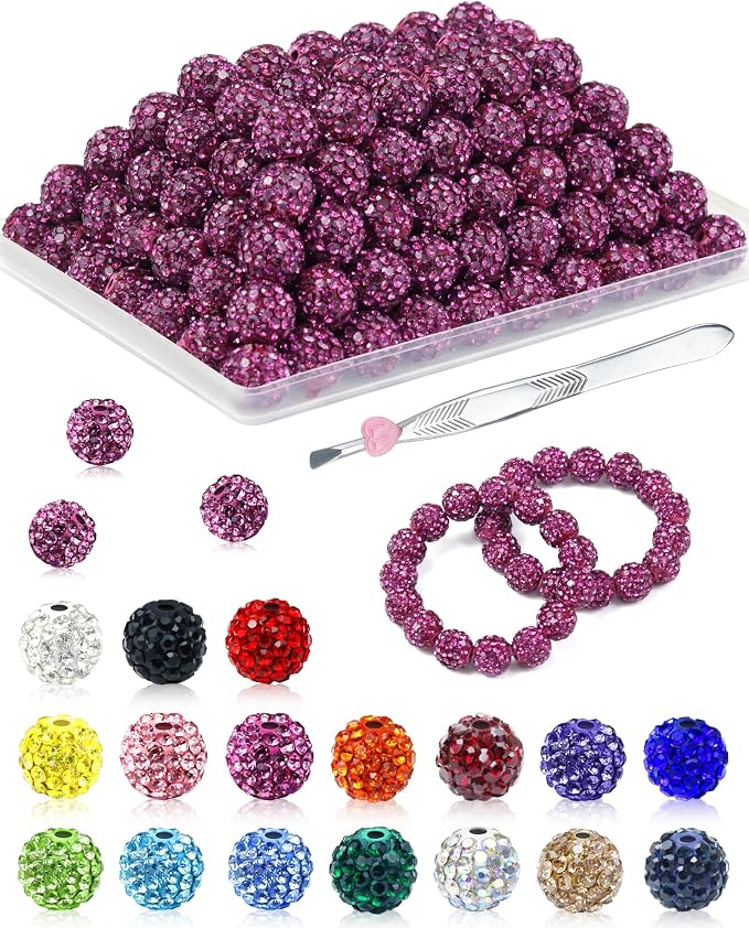 120PCS FIVEIZERO Fuchsia Rhinestone Beads by FIVEIZERO