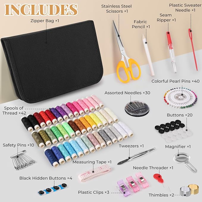 Coquimbo Sewing Kit Travel for Adults, 160 Pieces Sewing Supplies - Image 2