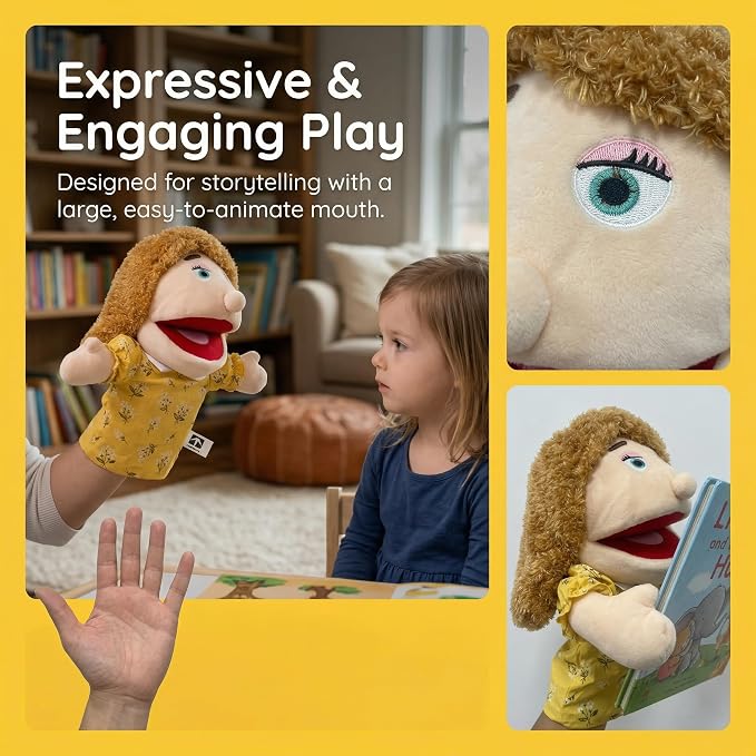 Family Hand Puppets for Kids, Includes Grandpa, Son - Image 5