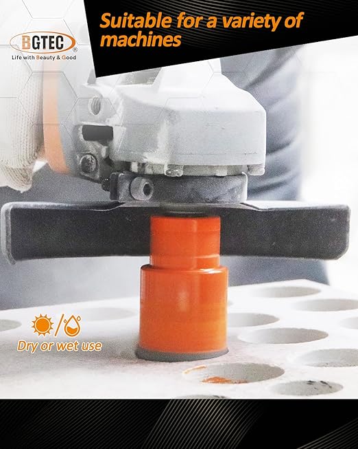BGTEC Diamond Hole Saw Kit - 10PCS 6/8/10/25/35/50/65mm Drill Bits & 10mm Milling Finger Bit & 50mm Chamfering Bit & HEX & 100mm Tile Blade for Porcelain Tile Ceramic Granite Marble Stoneware