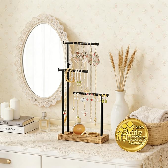 SRIWATANA Carbonized Black Jewelry Organizer Stand, Tall Necklace Holder | - Image 2