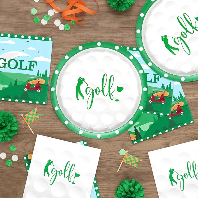 40Pcs Golf Birthday Party Decorations Green Birthday Plates and Napkins - Image 6
