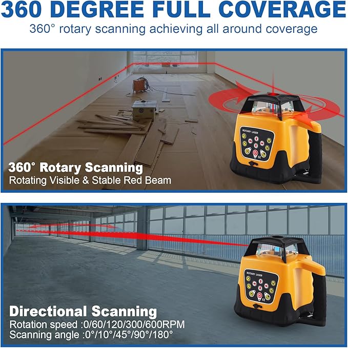 Iglobalbuy Self Leveling Rotary Laser Level System Kit with Surveying Tripod + Aluminum Grade Rod 16.4Ft, Red Beam Automatic Self-leveling Transit Laser Level Grading Rotating Lasers for Construction