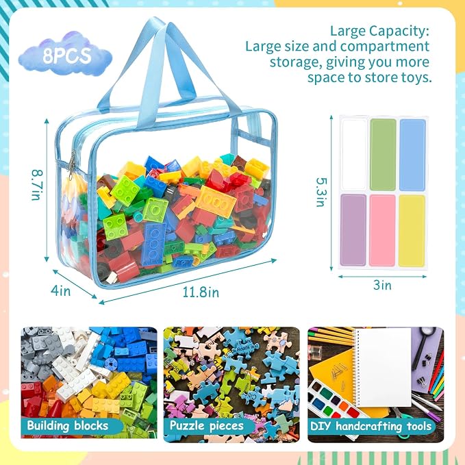 8 Packs 8 Colors Large Toy Storage Bags - Image 3