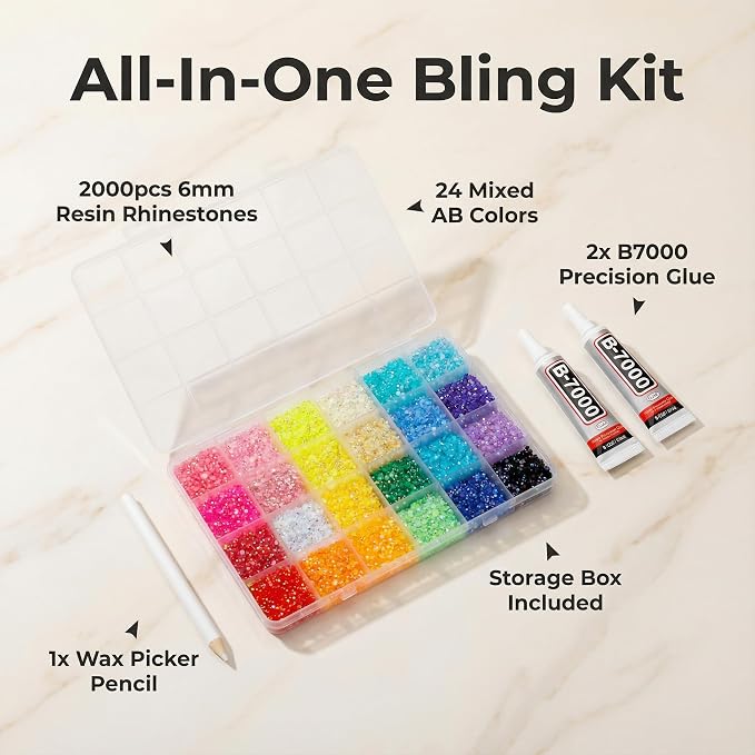 2000PCS 6MM 24 Colors Rhinestones - Image 2