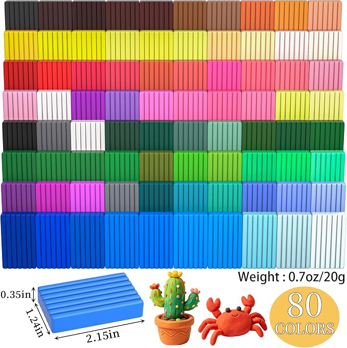 175 Pcs Polymer Clays 80 Bright Colors Oven Bake Clay Non-Sticky Modeling Clay - Image 2