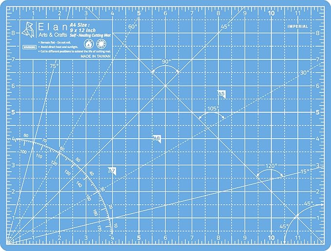 Elan Cutting Mat A4 Blue, Self Healing Cutting Mat 9x12 Inch, 5-Ply Craft Board by Elan