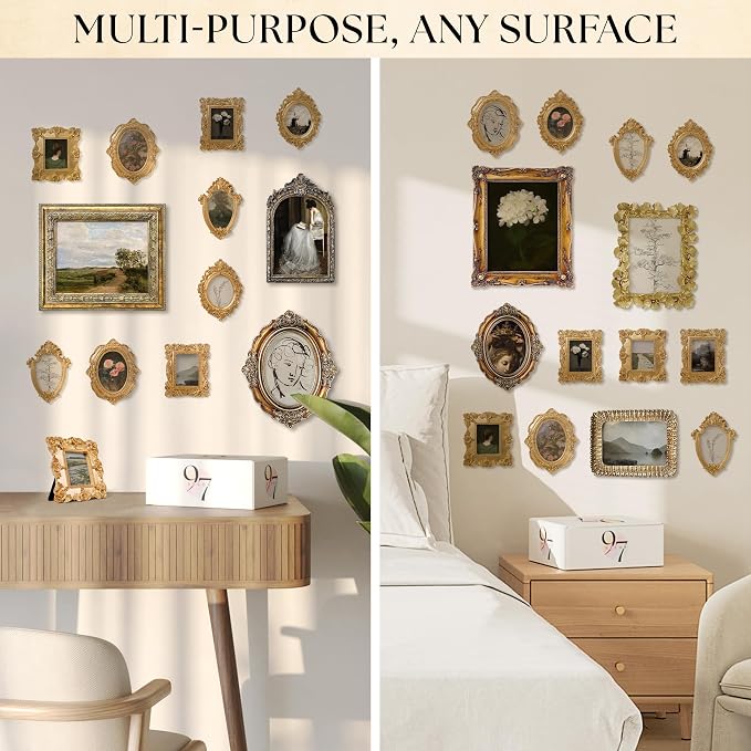 97 Decor Mini Gold Picture Frames, oval and rectangle shapes, - Image 4