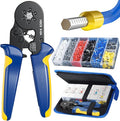 Preciva Ferrule Crimping Tool Kit with 1900PCS Wire Connectors, Hexagonal AWG23-10 Sawtooth Self-Adjustable Ratchet Wire Terminals Crimper Kit