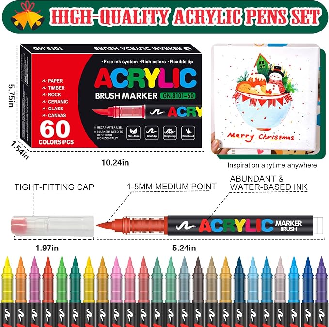 Amamao Acrylic Paint Markers, Soft Brush Tip Pens and Markers, Acrylic Paint - Image 4