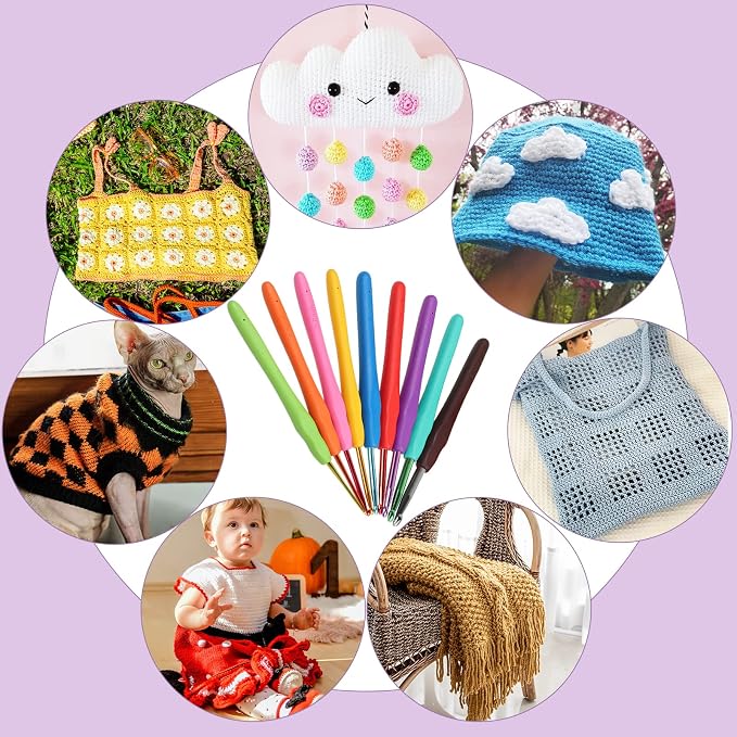 Aeelike Beginner Crochet Kit, Basic Crochet & Knitting Supplies Kit - Image 6