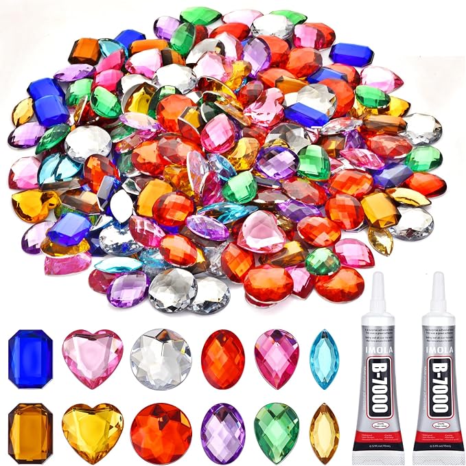 120PCS Craft Gems Jewels, Colorfull Acrylic Flatback Rhinestones by FocusonleatherTeeliy