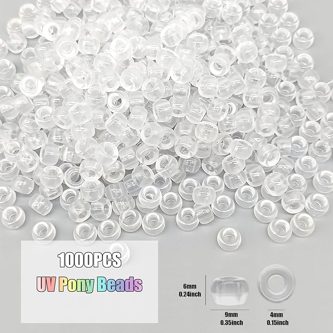 1000Pcs UV Pony Beads Bracelet, 9mm Solar Magic Beads, Color Changing - Image 3