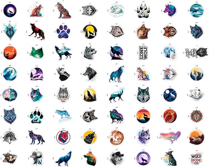 100Pcs Wolf Stickers for Water Bottle, Laptop - Image 3