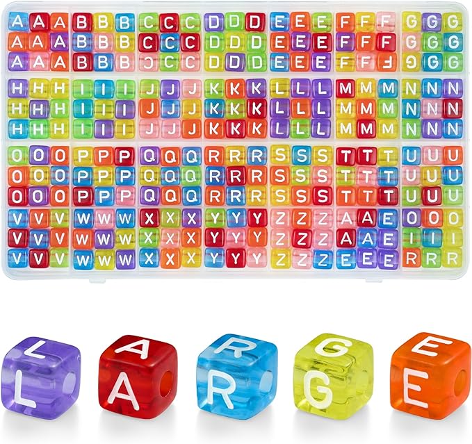DoDoBeads 252 Pcs 10mm Chunky Square Letter Beads, Colorful Big Alphabet Beads by DoDoBeads