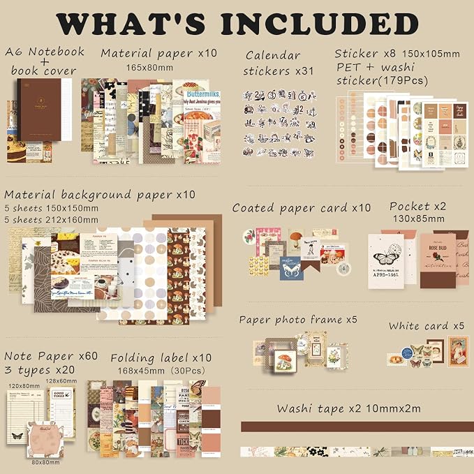 Draupnir Vintage Scrapbook Kit, Bullet Junk Journal Kit - Image 2