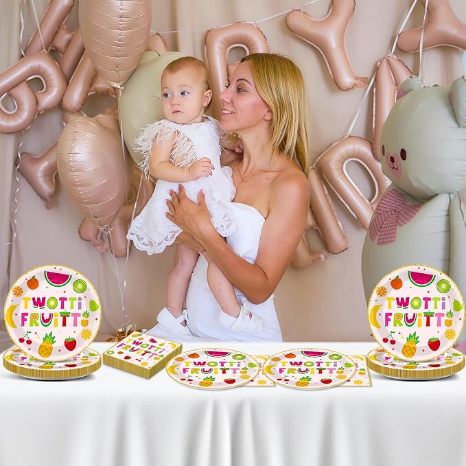 Qyeahkj 48Pcs Twotti Frutti Paper Plates and Napkins Summer Fruit 2nd Birthday - Image 7