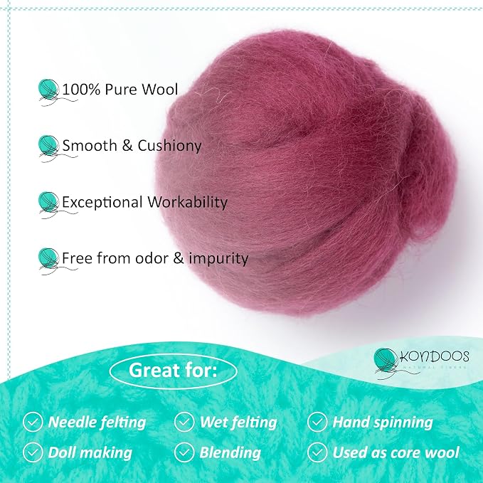 Kondoos Natural Wool roving, 2 OZ. Best Wool - Image 3