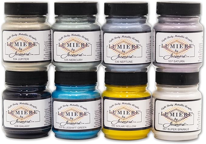 Jacquard Lumiere 2.25oz Fabric Paint 8 Color Celestial Set by Jacquard