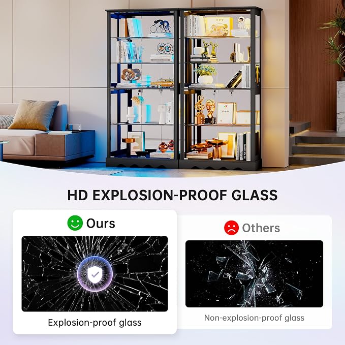 Dystler Display Cabinet with Glass Doors, RGB Lights - Image 5