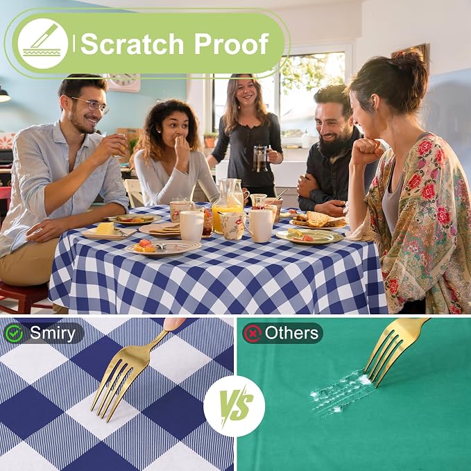 Smiry Plastic Table Cloth, Waterproof Vinyl Tablecloth - Image 5