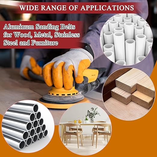 4 x 36 Inch Alumina Sanding Belts (80/120/150/240/400 Grits) and 6 Grits 6-Inch Self Stick No Hole Sanding Disc 11PCS Set for Aluminum Oxide Sanders, Sandpaper for Wood Metal Stainless Steel