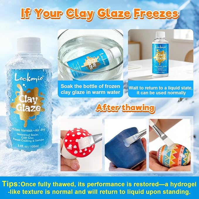 3.4FL OZ Air Dry Clay Glaze & 25pcs Tool Kit, Gloss Clay Varnish Protective - Image 4