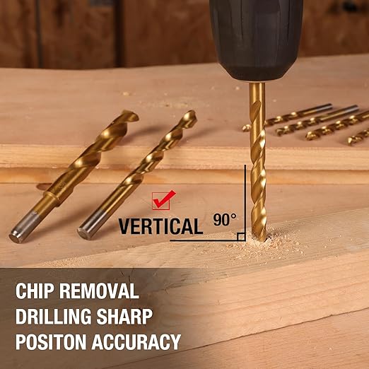DURATECH Drill Bit Set, 21PCS Titanium Impact Twist Drill Bit Set with Tough Case, HSS Twist Drill Bits Kit for Soft Metal, Wood, PVC (1/16" - 1/2")